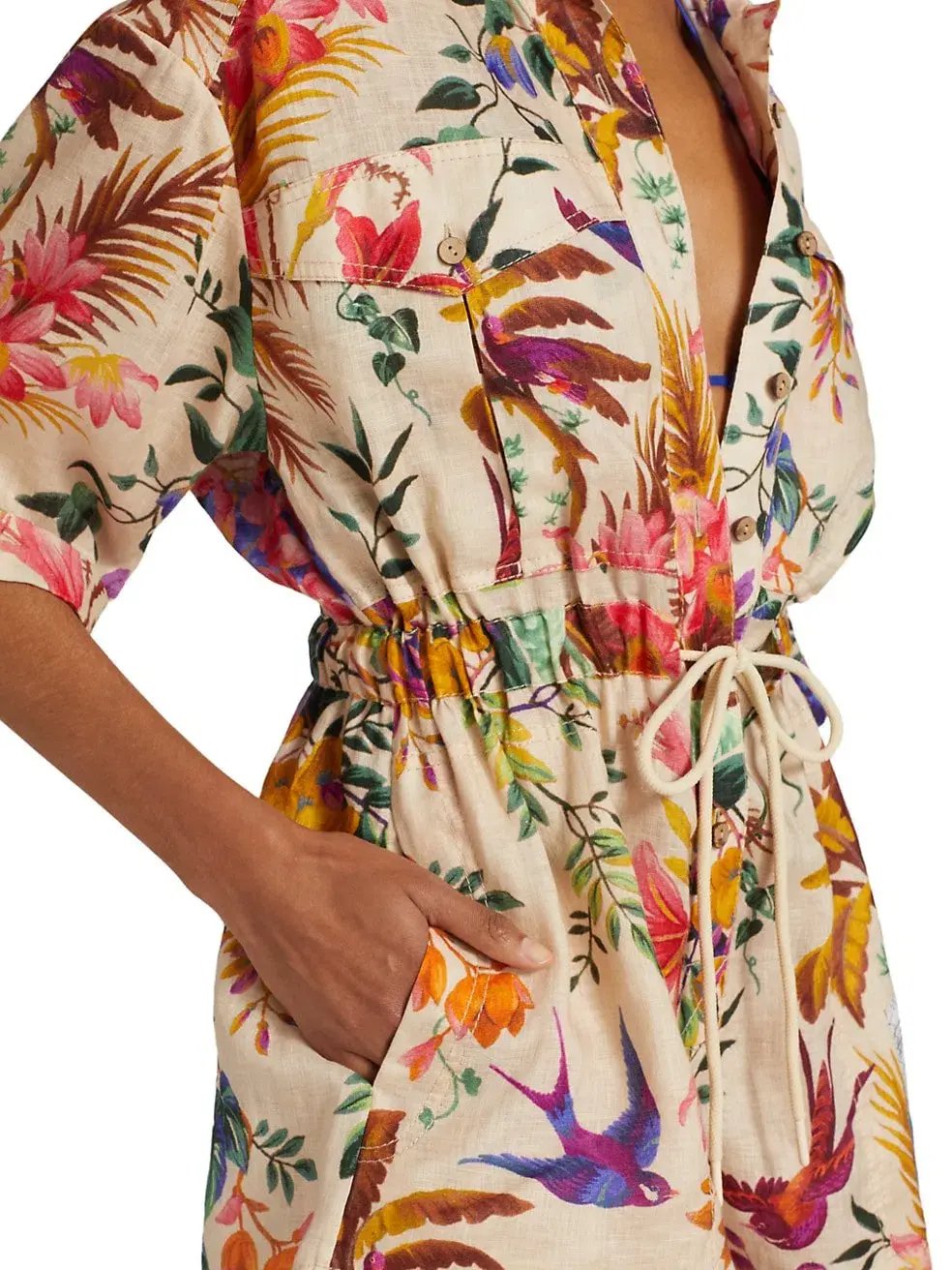 Zimmermann Tropicana Utility Playsuit in Cream Floral size 1 / Au 10 photo 5