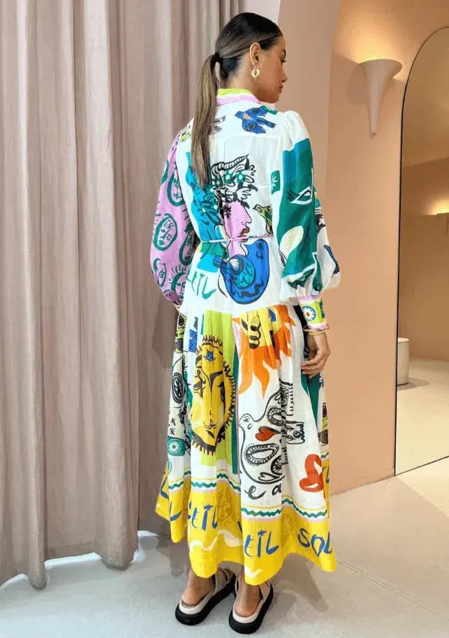 Alemais Soleil Patchwork Shirt Dress Multi Print Size AU 10 photo 4