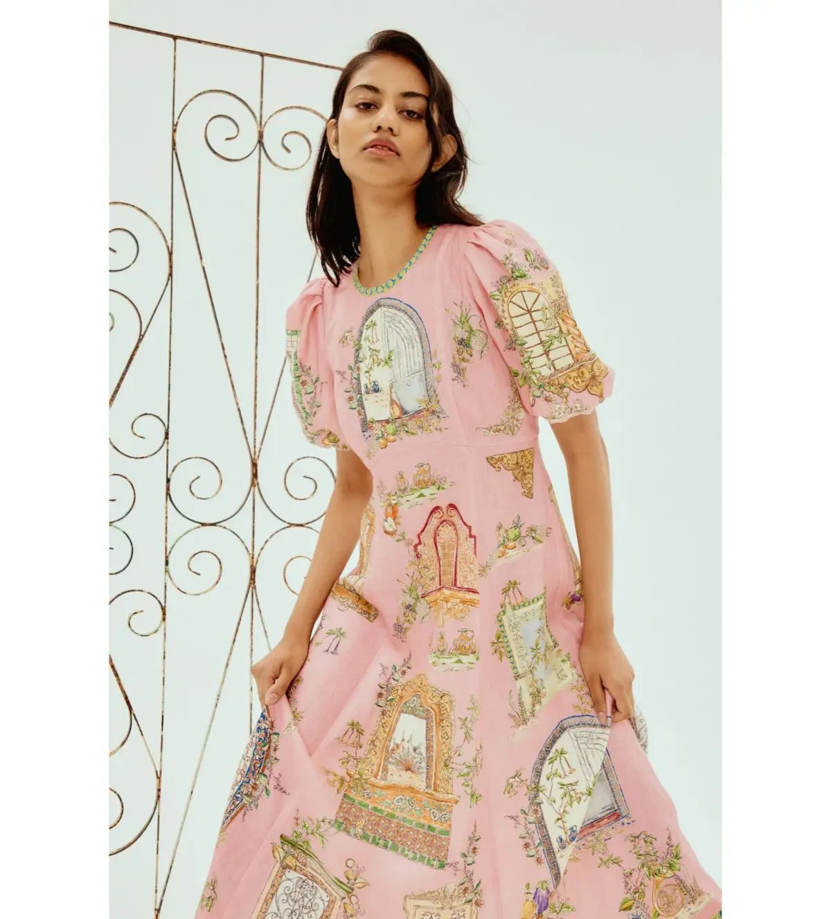 Alemais Monte Midi Dress Pink Print Size AU 16 photo 3
