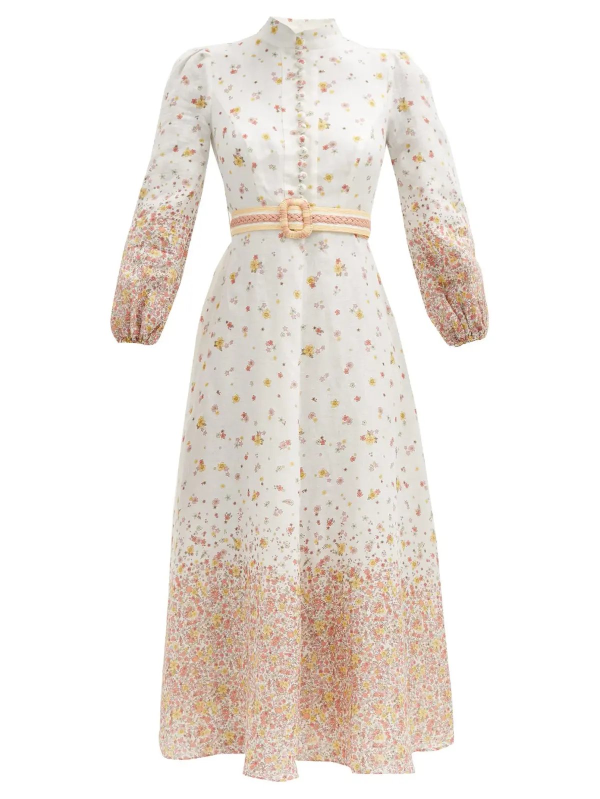 Zimmermann Carnaby Belted Linen Dress Floral Print Size 0 / AU 8 photo 3