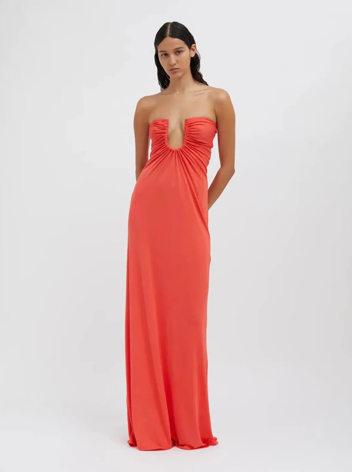 Christopher Esber Arced Gown Grapefruit Size AU 6 photo 2