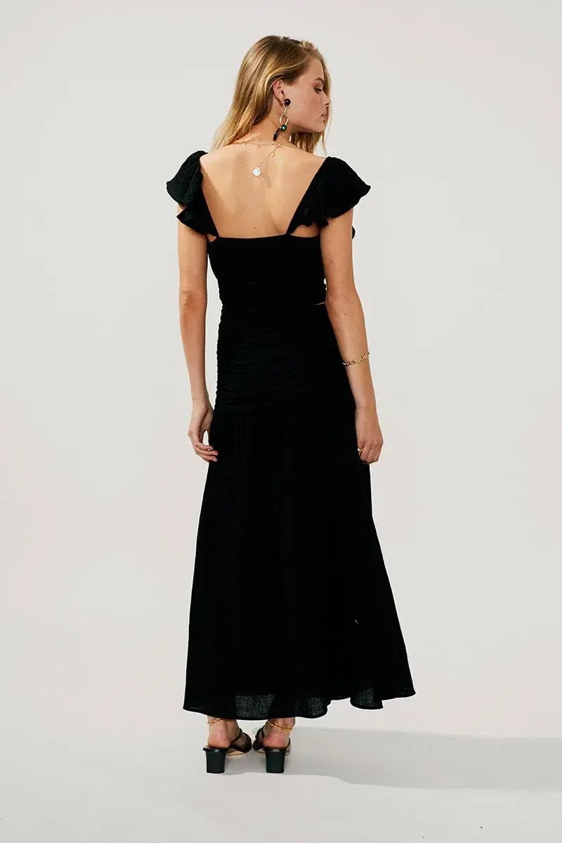 Suboo Alva Rouched Cut Out Maxi Black Size S/ AU 8 photo 3