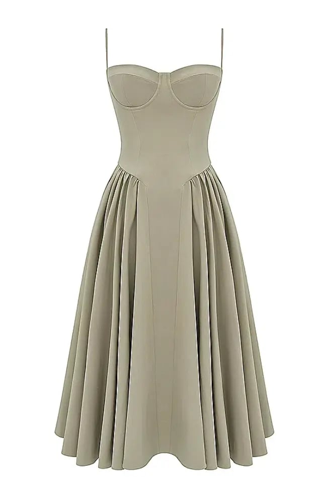 House of CB Samaria  Corset Sundress Taupe Size 8 photo 5