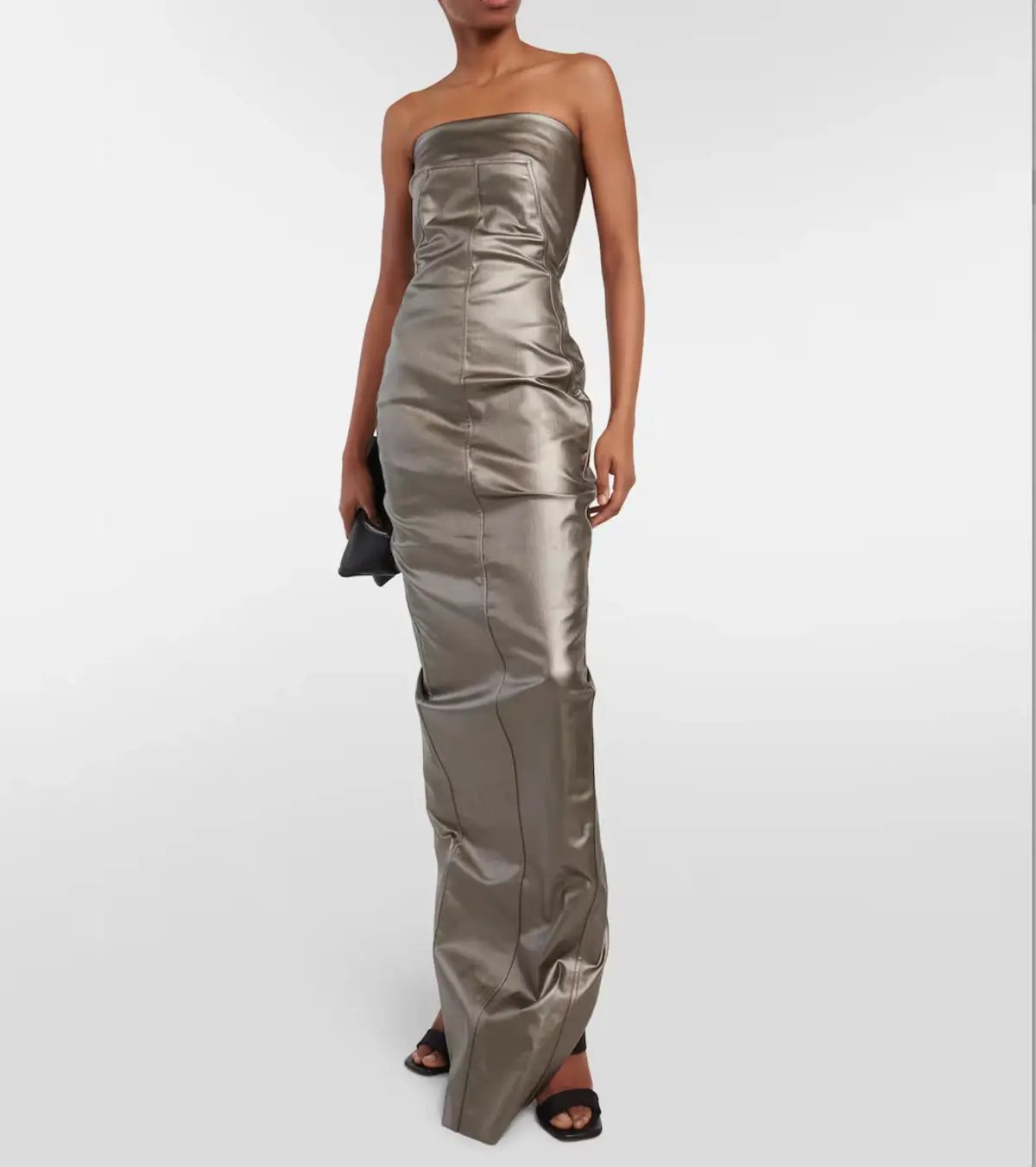 Rick Owens Lido Denim Bustier Gown Gun Metal Size 8 photo 2