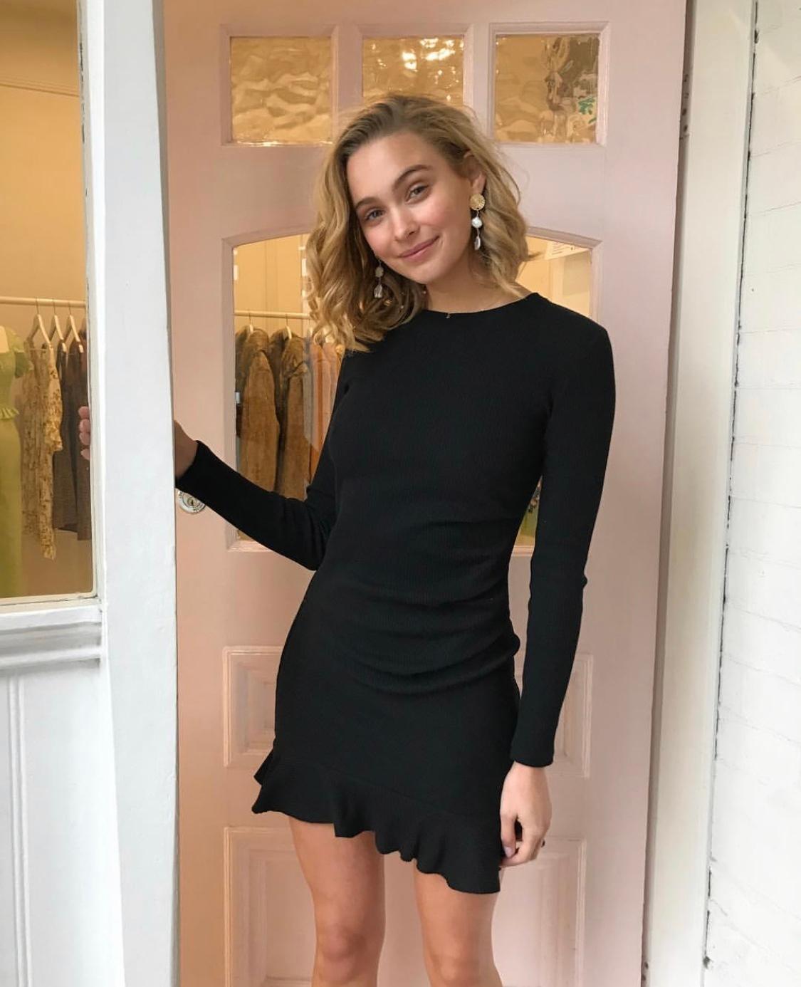 By Nicola Belle Frill Mini Dress Black Size 8 photo 2