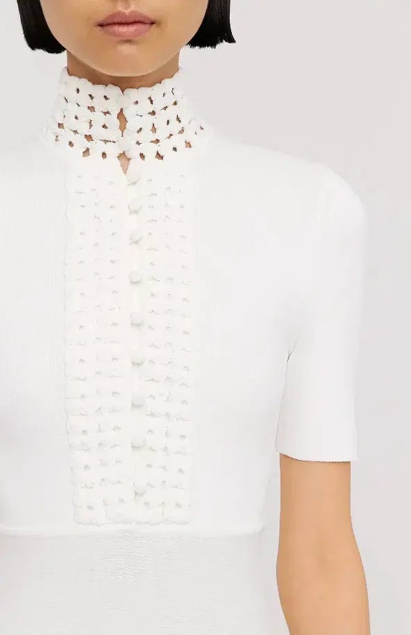 Scanlan Theodore Crepe Knit Daisy Soft Dress in Ivory/Cream Size S / AU 8 photo 4