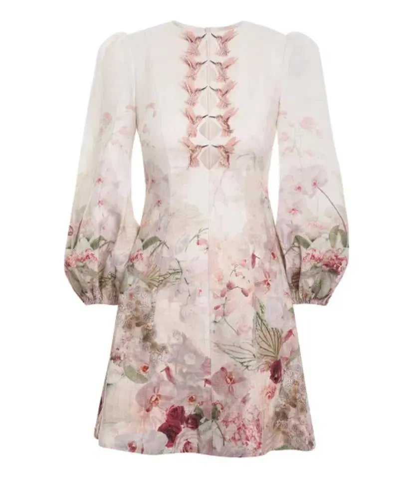Zimmermann Dancer Hummingbird Mini Dress Alabaster Garden Floral Size 2/Au 12 photo 4
