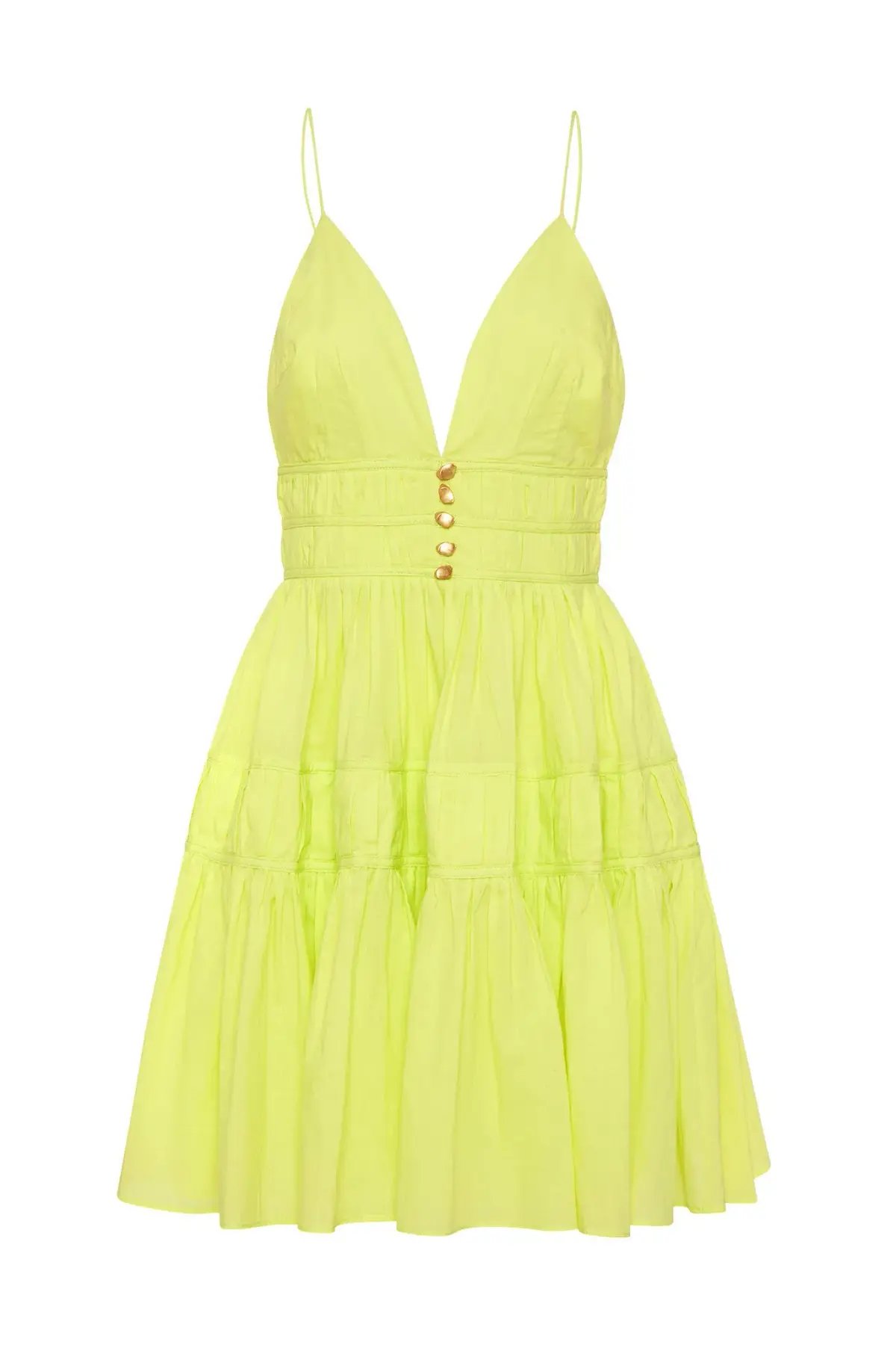 Aje Grace Tiered Mini Dress Light Lemon Size 10 photo 3