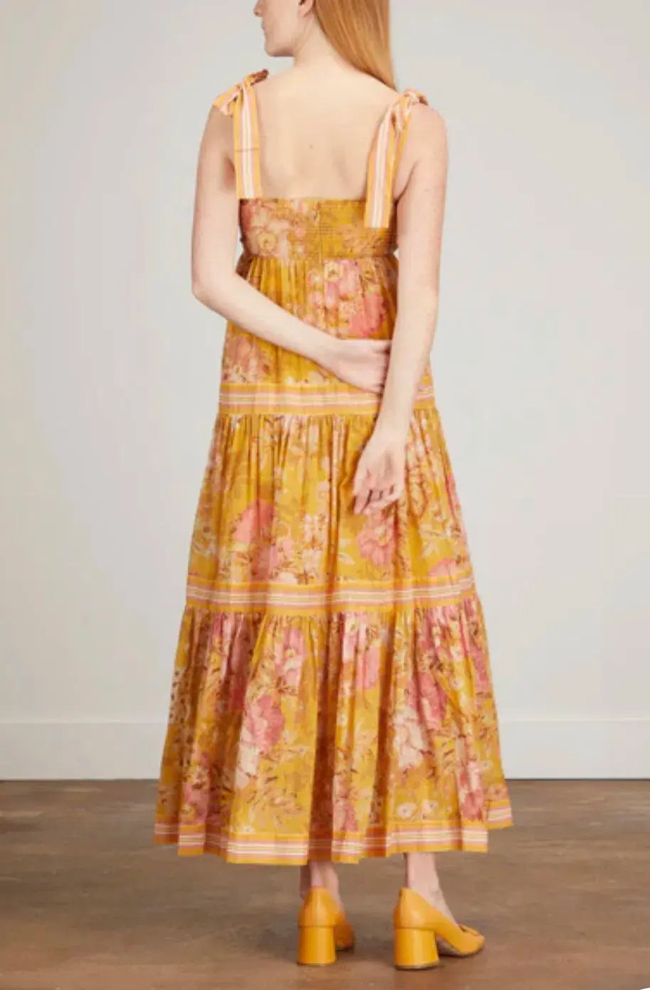 Zimmermann Pattie Tie Shoulder Dress Yellow / Mustard Floral Size 3 / AU 14 photo 2
