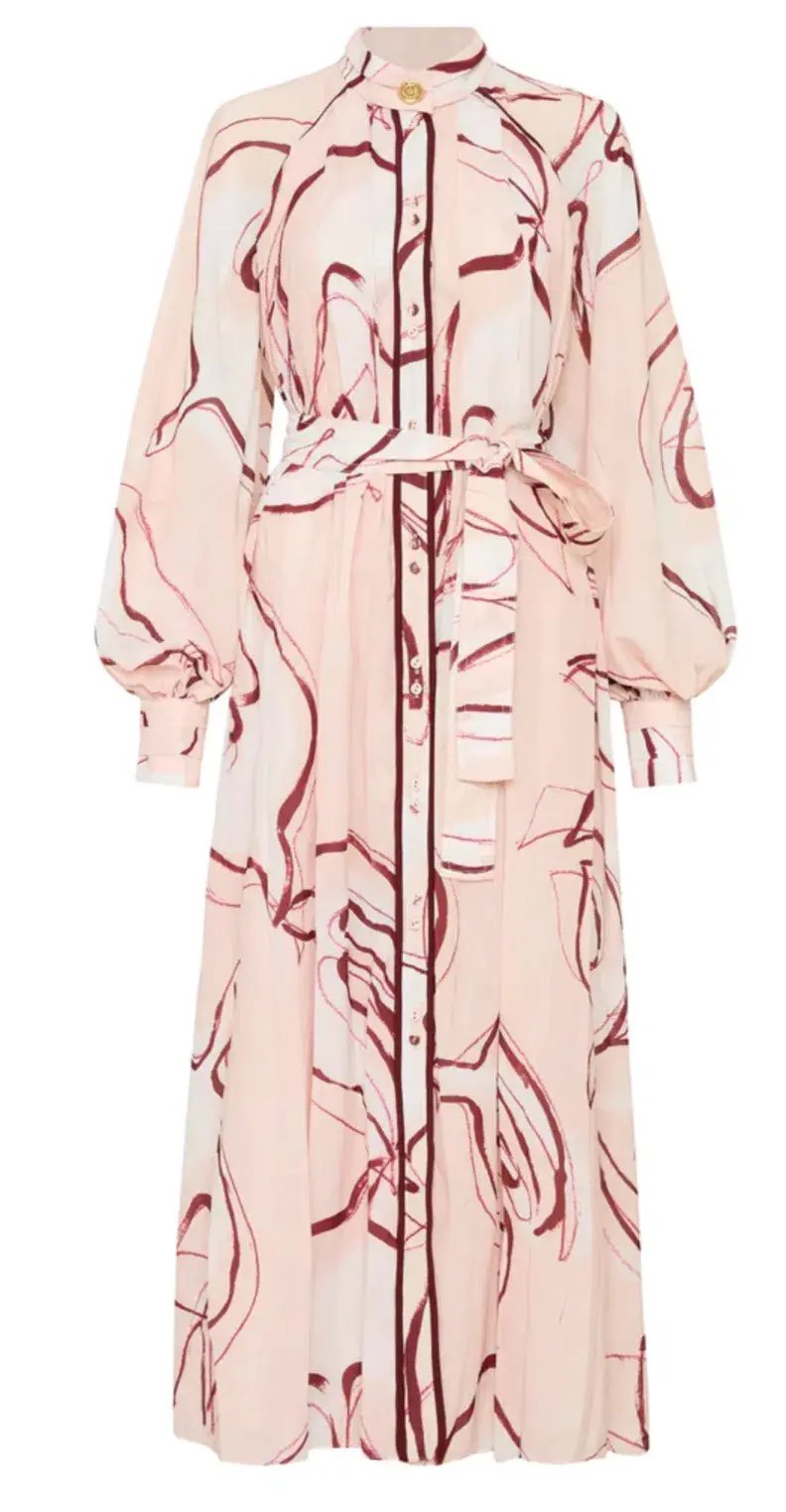 Aje Beatrice Pleated Midi Dress Print Size 16 photo 4