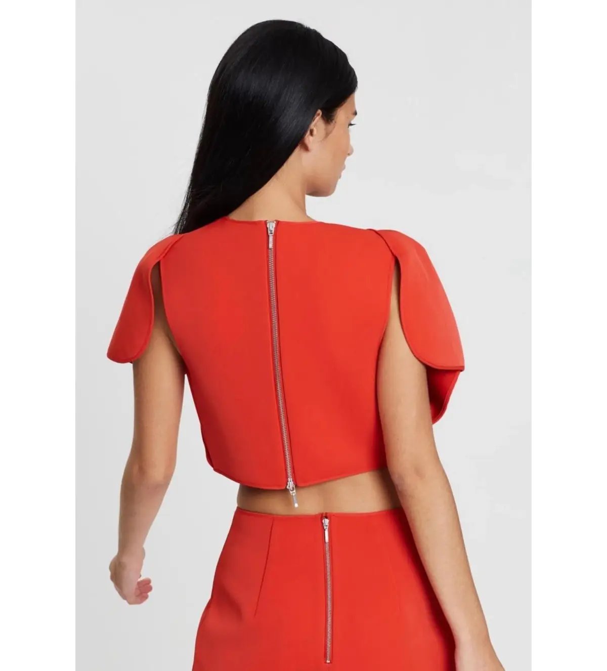 Acler Crawford Top and Ruffle Midi Skirt Set Tangerine Red Size AU 8 photo 6