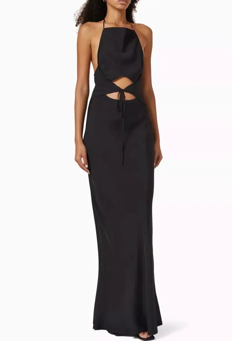 Bec & Bridge Naomi Tie Front Maxi Dress Black Size 8 photo 3