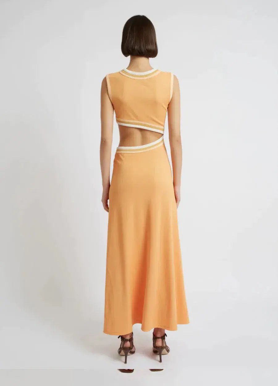 Christopher Esber Skewed Neck Multi Bind Dress Orange Size AU 8 photo 2
