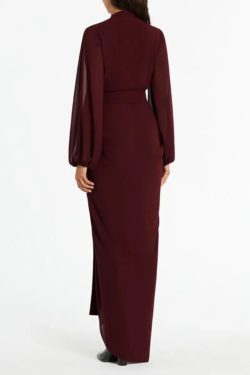 Carla Zampatti Merlot Georgette Waterfall Dress Size 14 photo 3