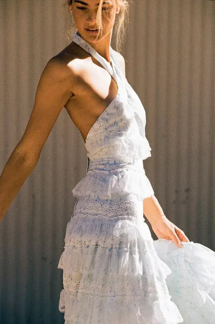 Anne Louise Boutique Lovette Halter Neck Dress White Size 14 photo 4