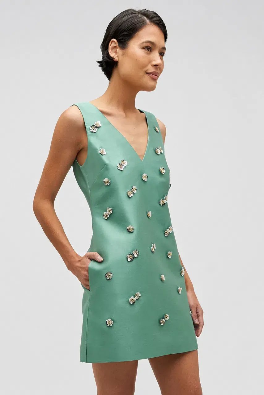 Oroton Embellished Shift Mint Leaf Dress Mini Size AU 12 photo 3