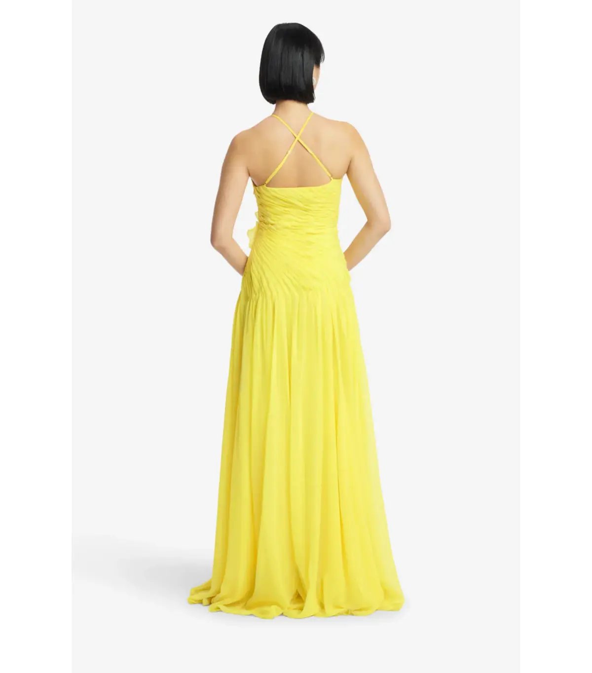 Leo Lin Amya Floral Appliqué Maxi Gown in Sunshine Size AU 8 photo 3