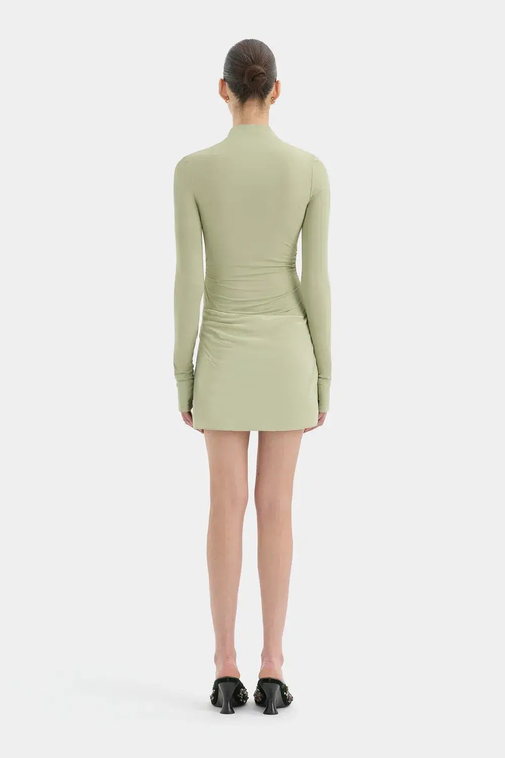 Sir the Label Milesi Drape Mini Dress Moss Size 1/Au 8 photo 2
