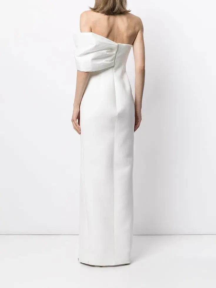 Rachel Gilbert Kace Bow-Shoulder Gown White Size 8 photo 2