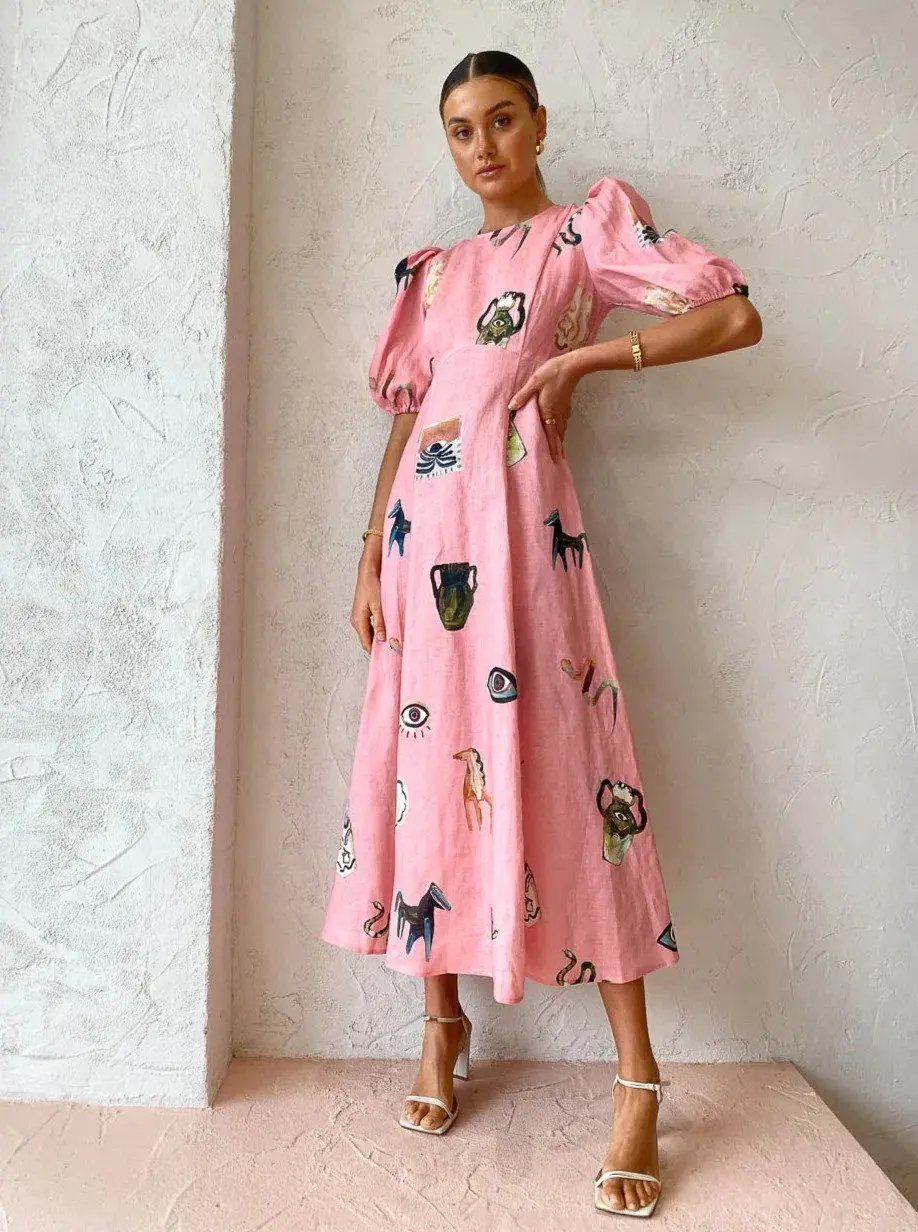 Alemais Cleo Midi Dress Pink Size 14 photo 3