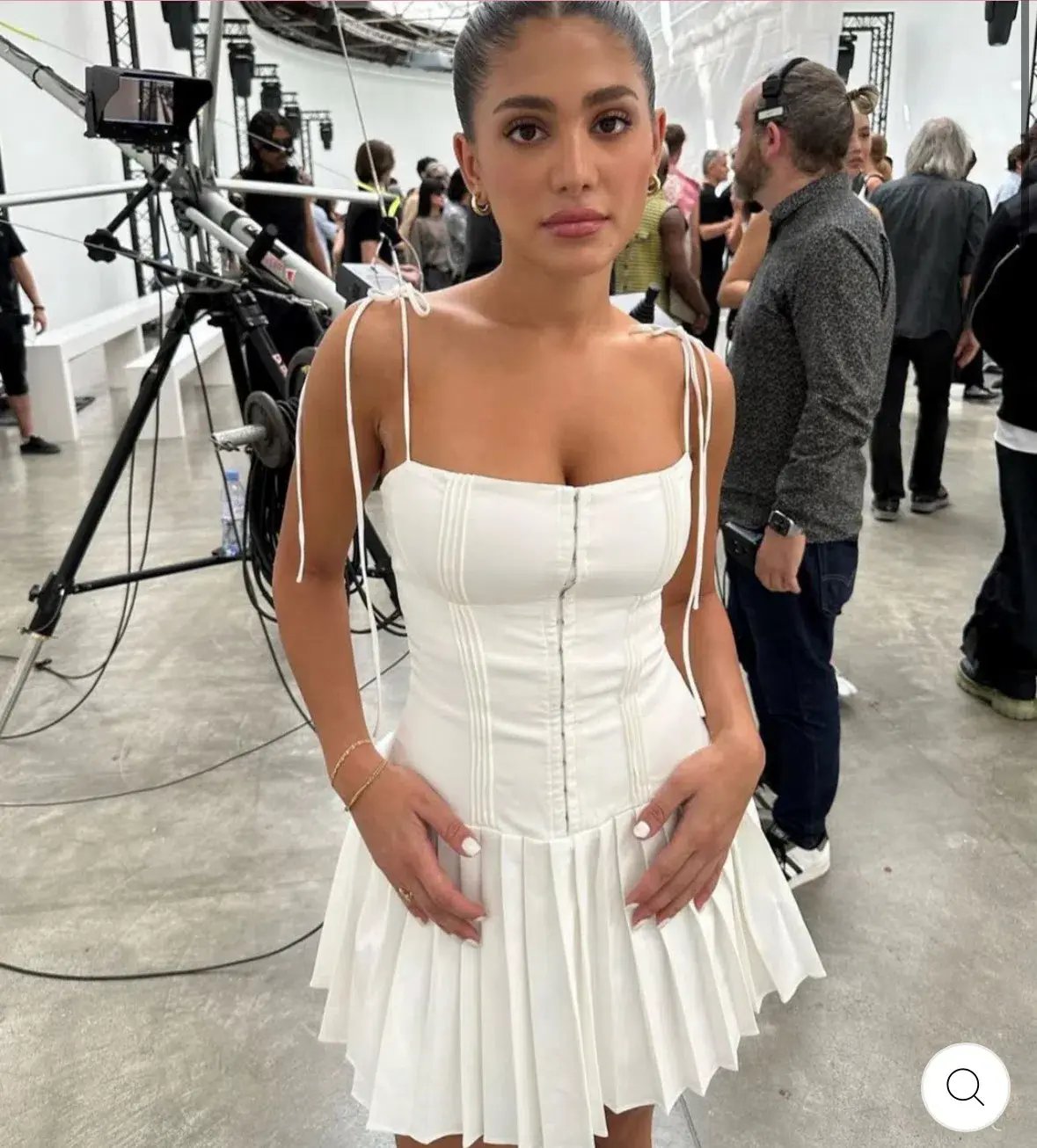 House of CB Marcy Pleated Mini Dress White Size S / AU 8 photo 5