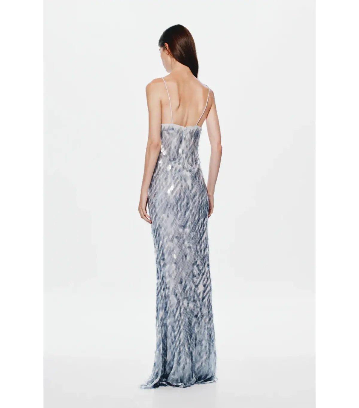 Misha Sapphire Sequin Maxi Dress Grey Size 12/L photo 5