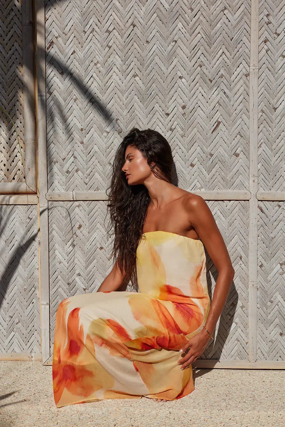Isabelle Quinn Abbie Strapless Maxi Dress Marigold Size 8 photo 3