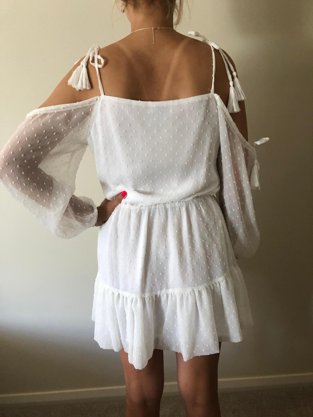 By Nicola Damsel Dress in White Dot Size 8 photo 4