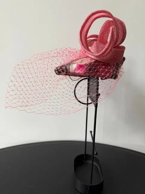 Olga Berg Pill Box Headwear with Netting Pink One Size photo 4