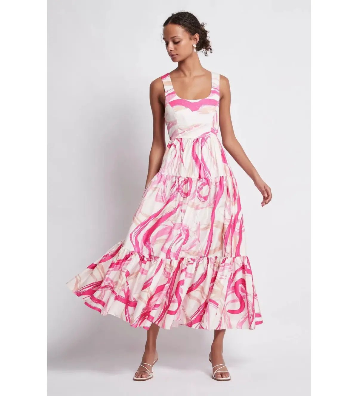 AJE Allegro Ring Midi Tiered Dress Fuchsia Size 8 photo 4