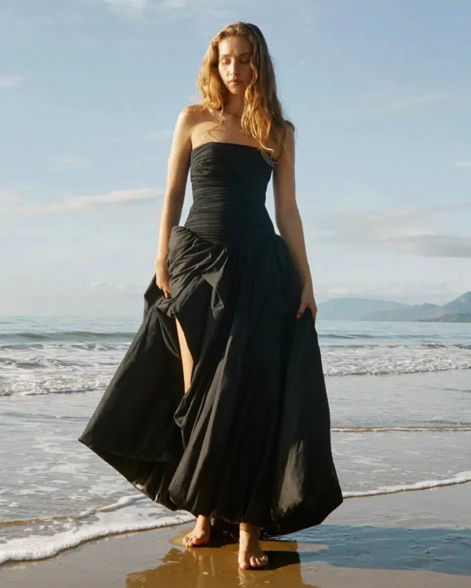 Aje Violette Bubble Hem Maxi Dress Black Size 8 photo 6