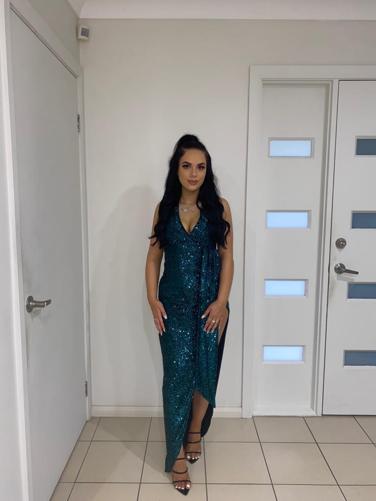 Nookie Selena Halter Gown in Emerald Green Size 10 photo 3