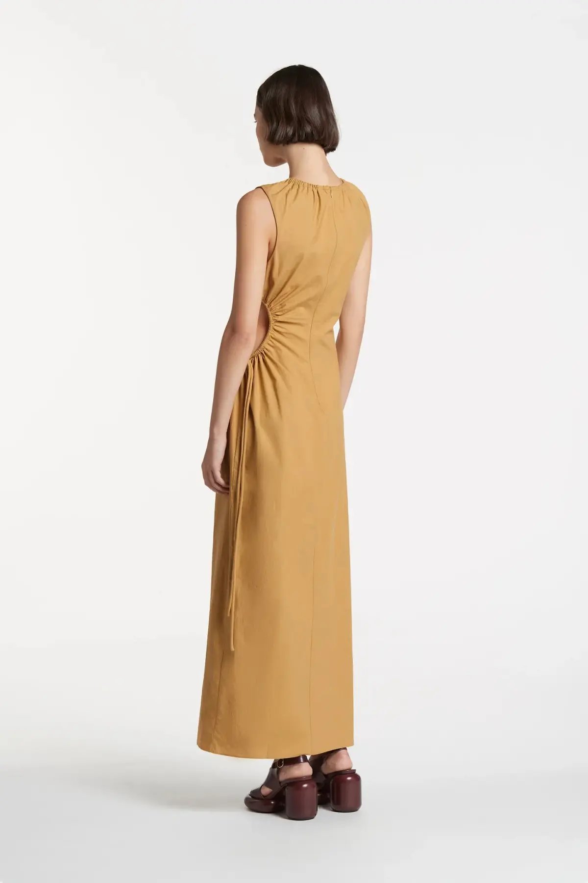 Sir the Label Dion Cut Out Detail Dress Camel Brown Size AU 10 photo 2