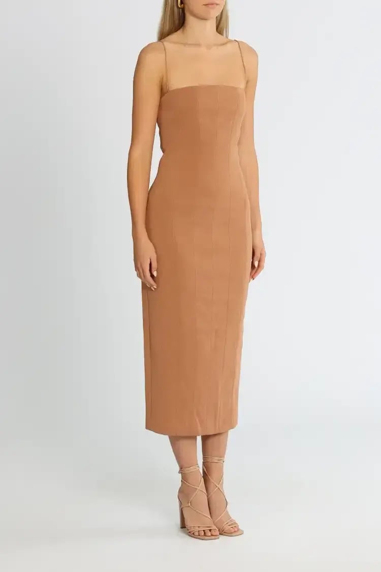 MISHA Irisa Dress Praline Brown Size 10 photo 2