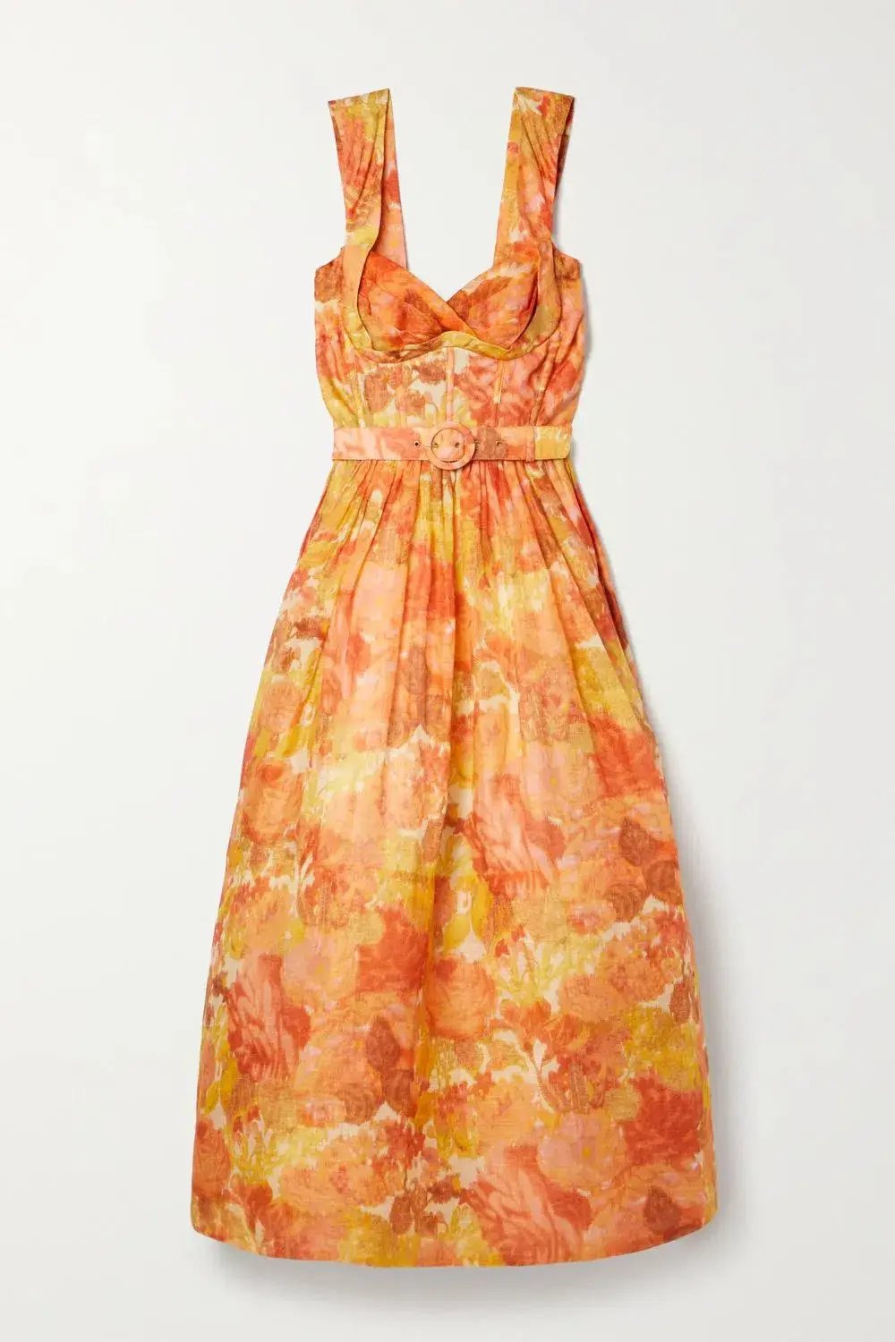Zimmermann High Tide Picnic Midi Dress Citrus Ikat Floral Size 0 / 8 AU photo 3