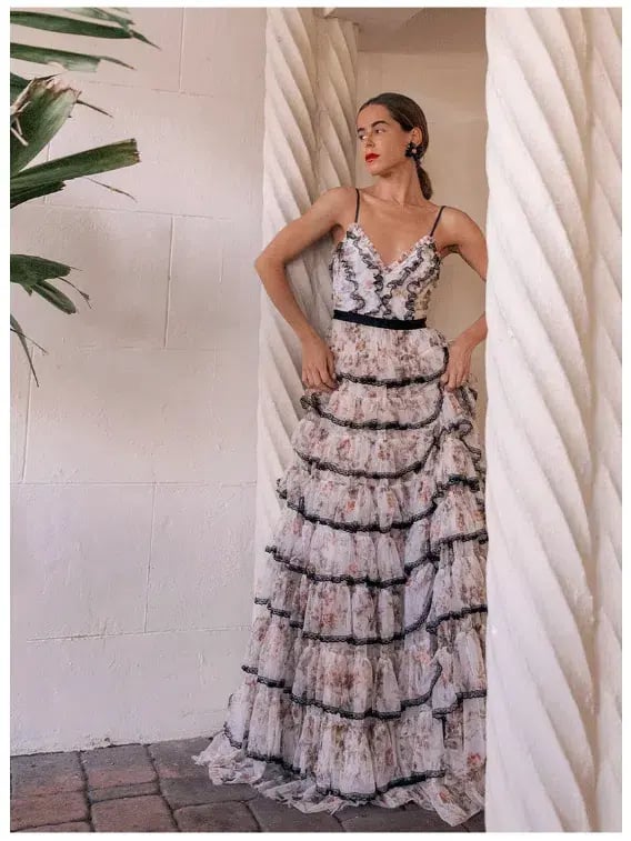 Needle and Thread Garland Marie Ruffled Tulle Gown Floral Size 8 photo 3