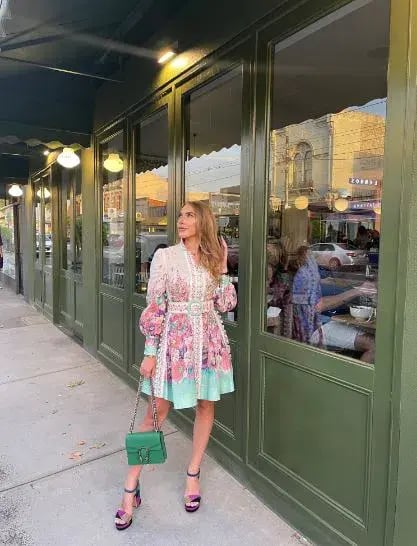 Zimmermann Jude Buttoned Mini Dress in Aqua Gradient Floral Size 0/Au 8 photo 3