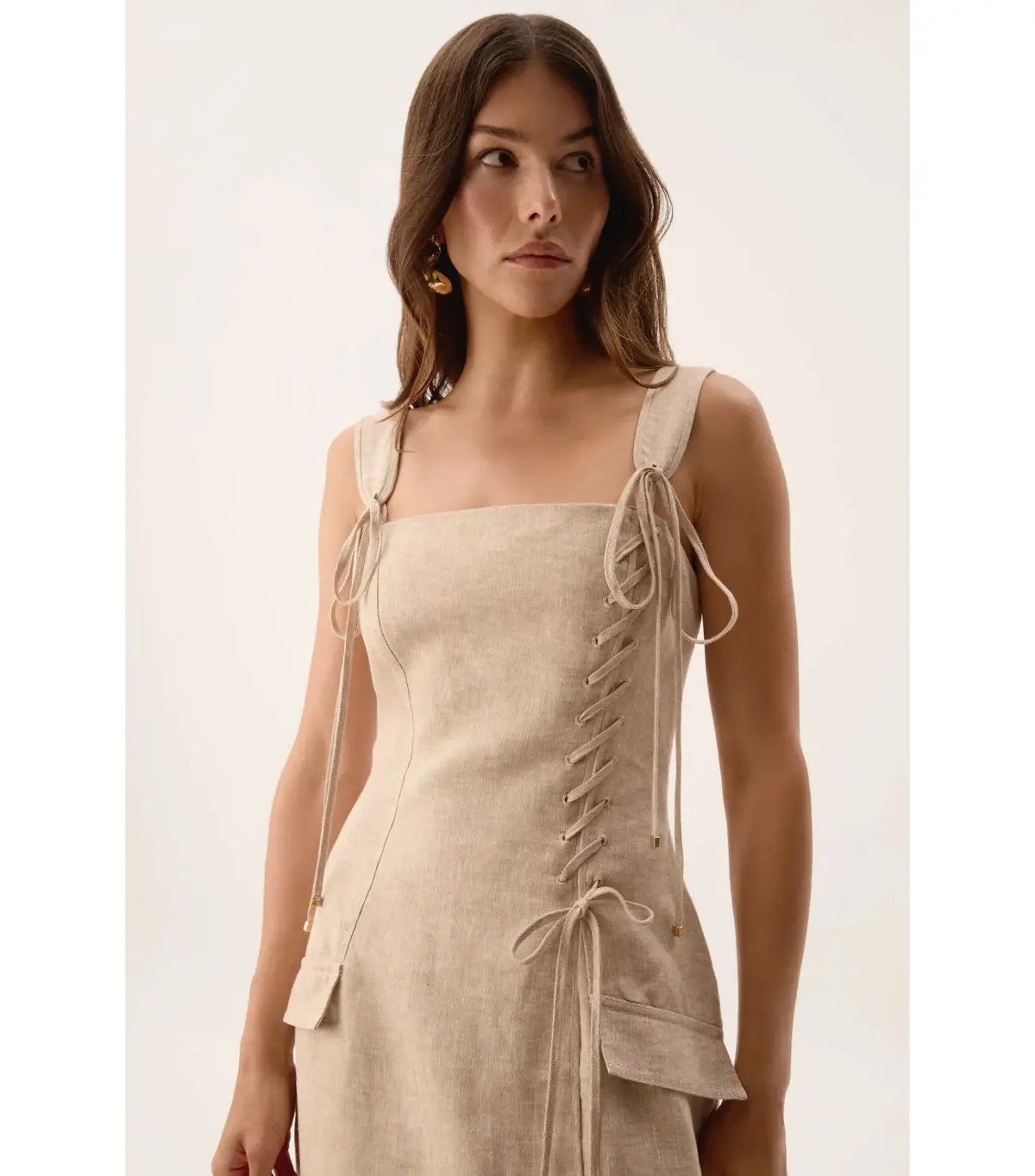 Aje Morgan Midi Dress Dune Beige Size 8/S photo 5