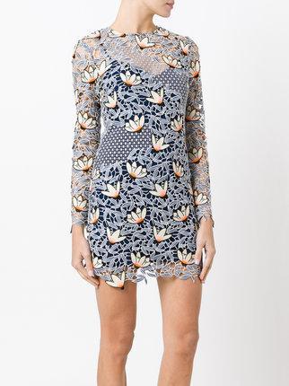 Self Portrait Guipure Lace Mini Dress Size 10 photo 2