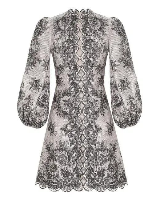 Zimmermann Dancer Scalloped Mini Dress in Black Lace Size 1 / AU 10 photo 3
