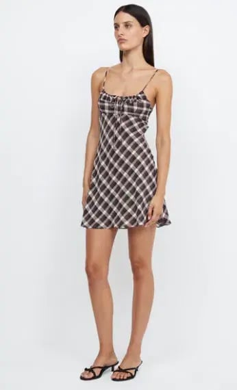 Bec & Bridge Chiara Tie Mini Dress Basket Weave Check Size 8 photo 3