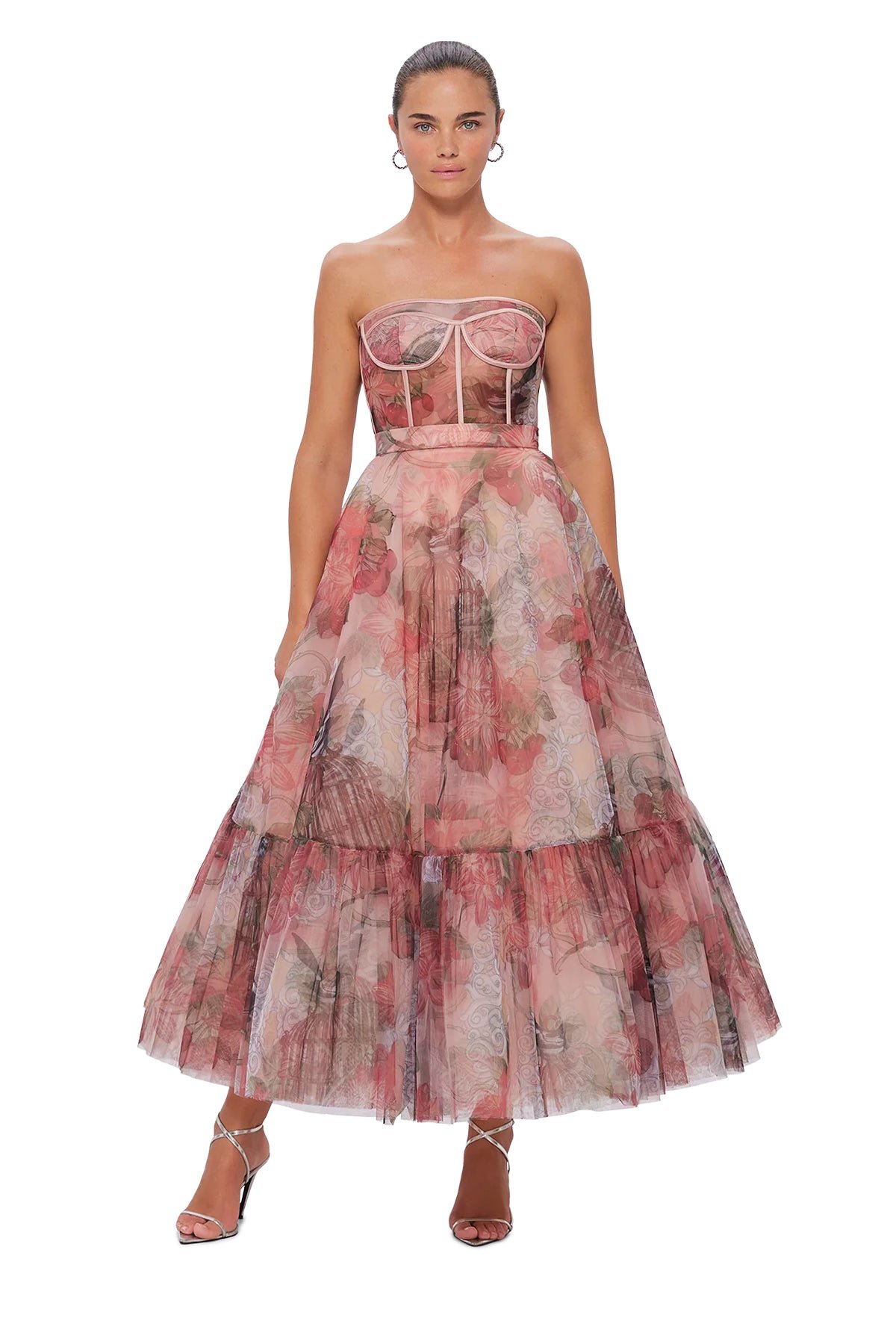 LEO LIN RAE BUSTIER MIDI DRESS - AZALEA PRINT IN FORTUNE photo 5