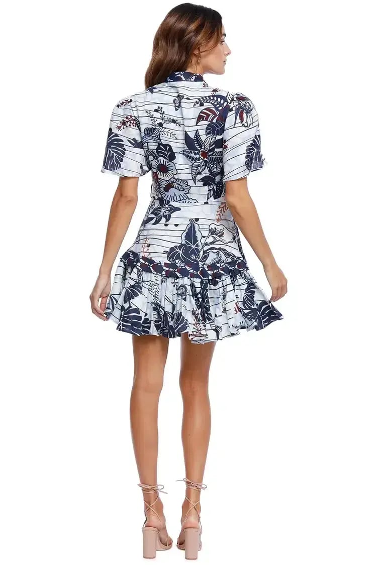 Leo Lin La Casa Linen Mini Dress Print Size 6 photo 2