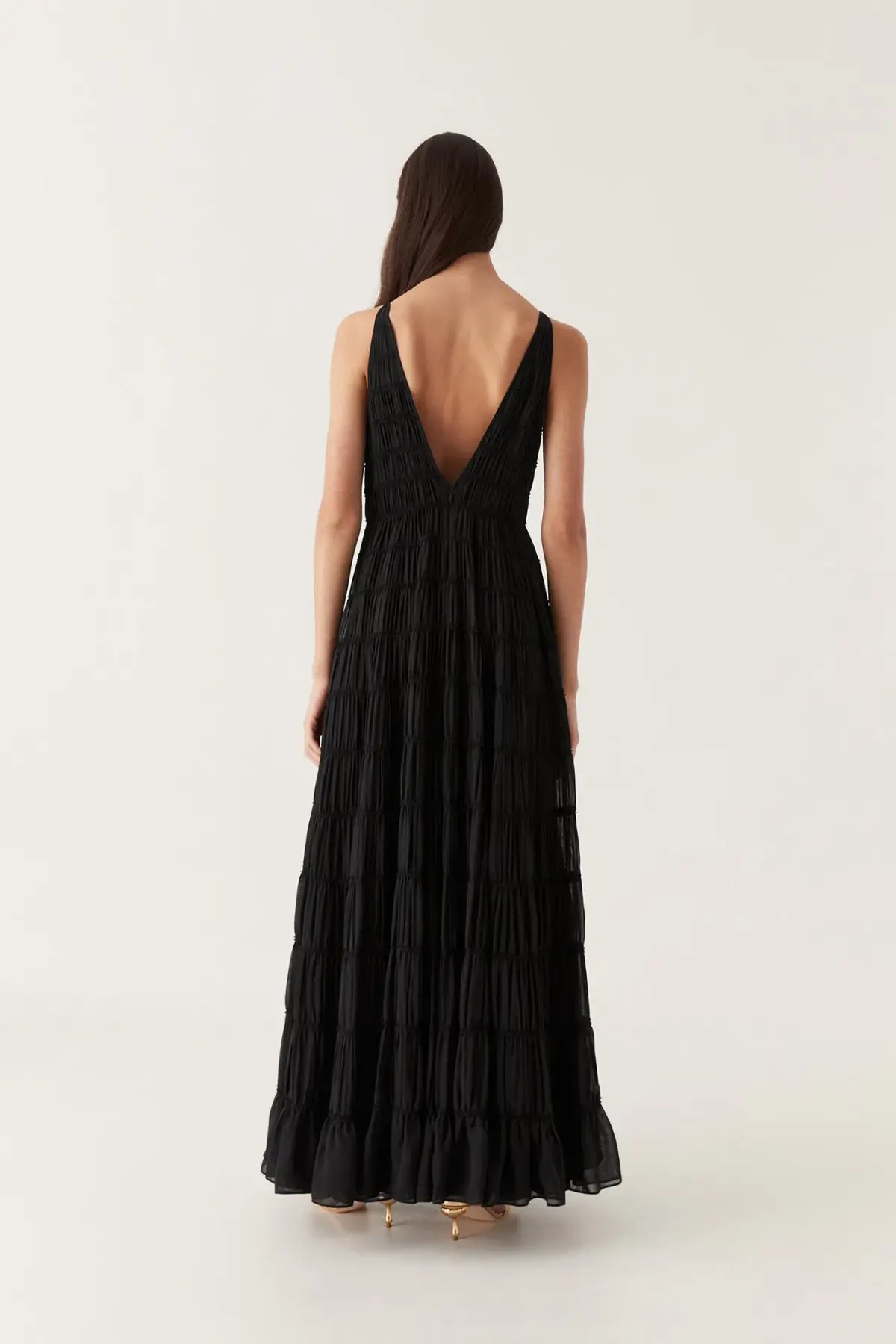 Aje Rosewood Ruched Maxi Dress Black Size 6 photo 3