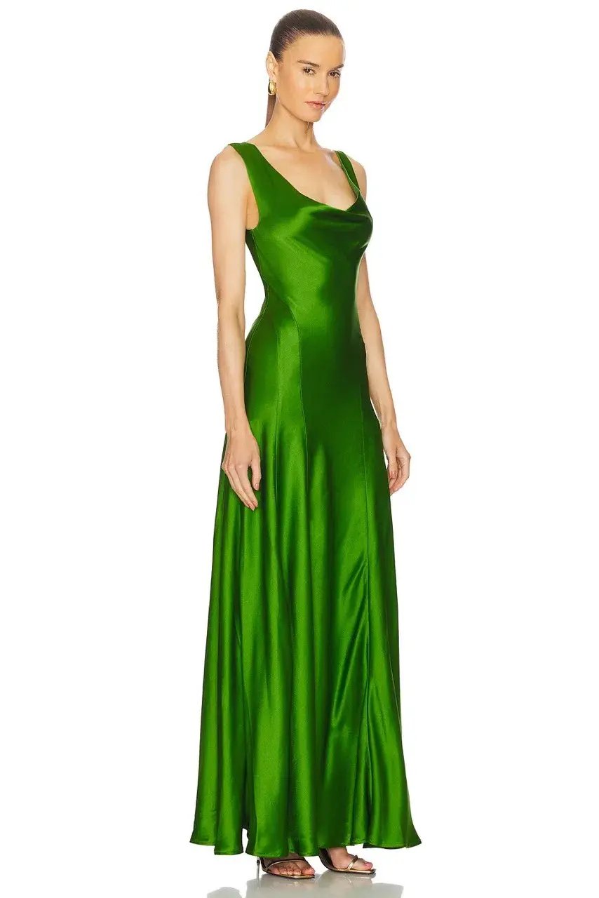 ANNA QUAN Keira Draped Maxi Dress Gown in Green Fern 10 photo 9