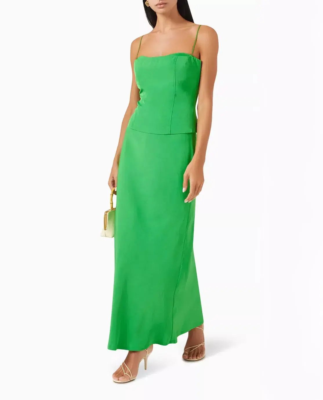 Viktoria and Woods Saxophone Top in Size 1/ AU 8 & Hillcrest Maxi Skirt in Size 2/ AU 10 Set in Viscose Green photo 2