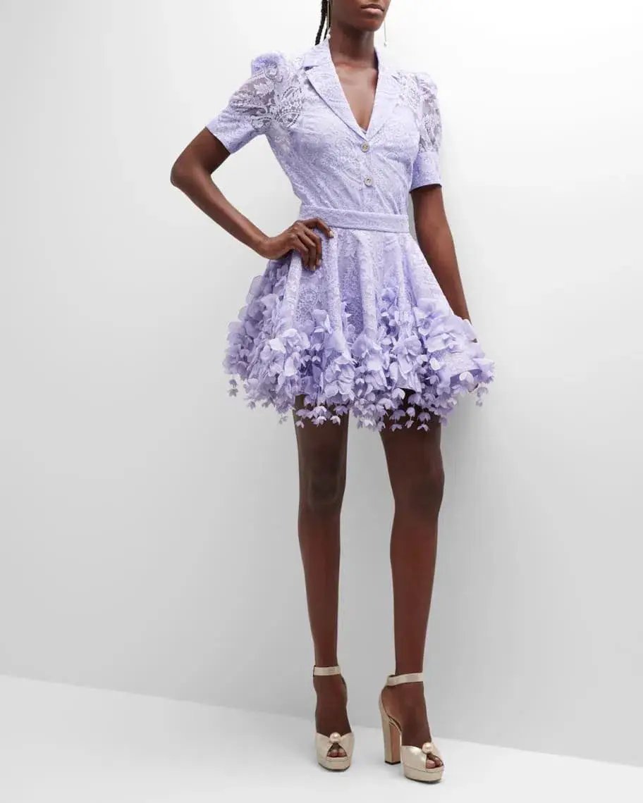 Zimmermann High Tide Lace Blouse & Flip Mini Skirt Set Periwinkle Size 3 / AU 14 photo 2