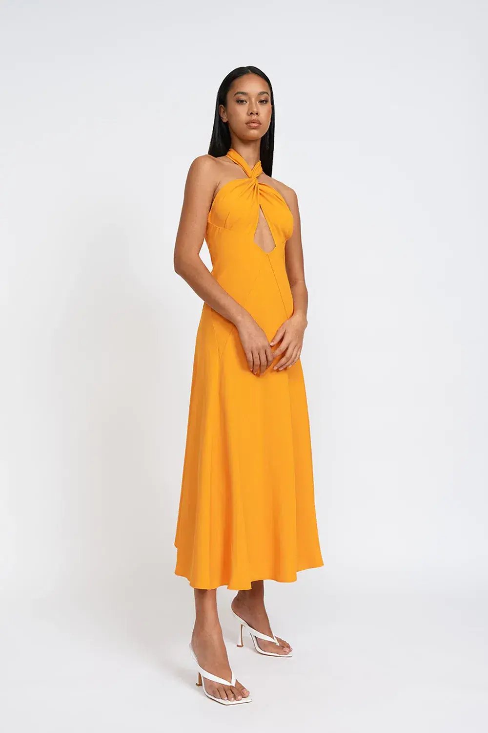 By Johnny Zina Midi Dress Orange Size 6 photo 2