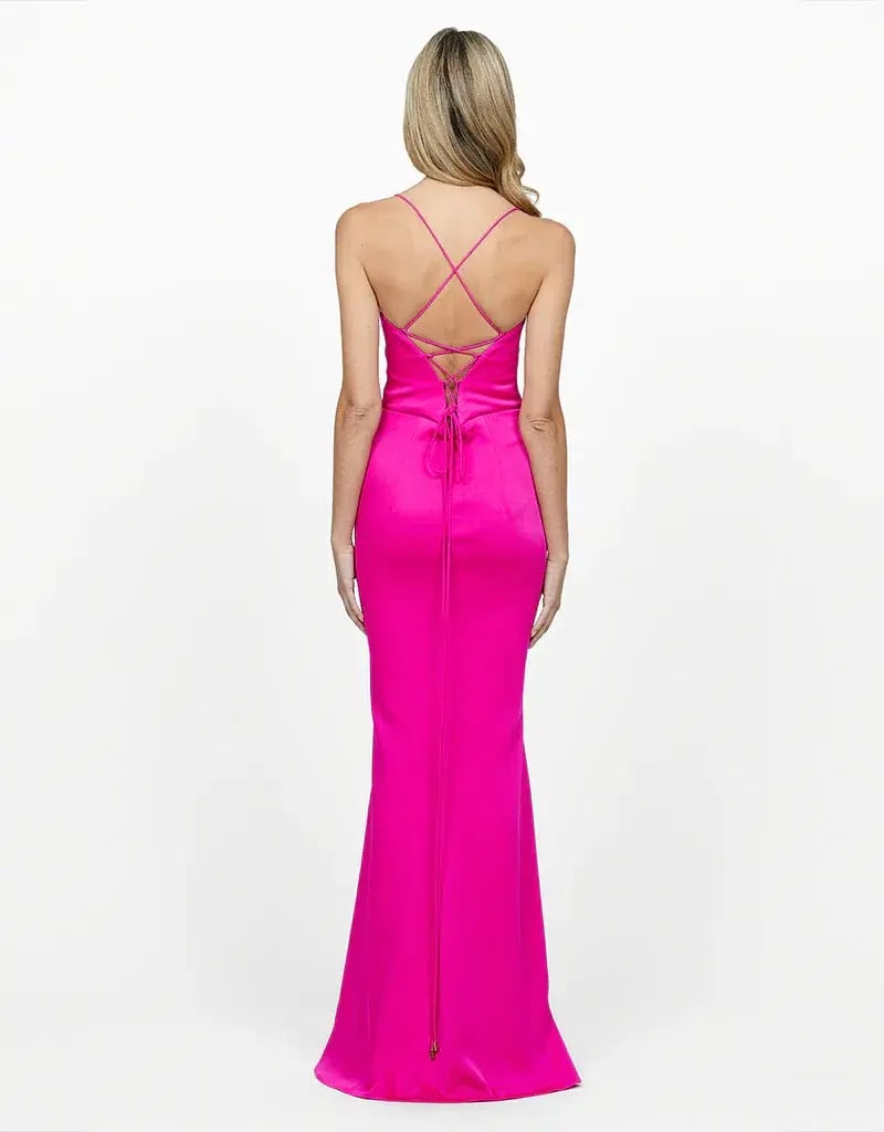 Bariano Valentine Cowl Neck Strappy Back Gown Pink Size AU 14 photo 3