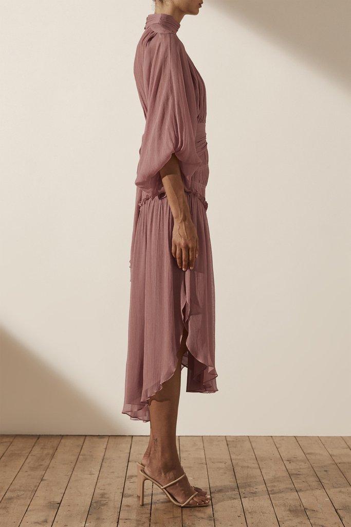 Shona Joy Olympia Long Sleeve Open Back Midi Dress Pink Size 8 photo 5